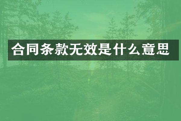 合同条款无效是什么意思