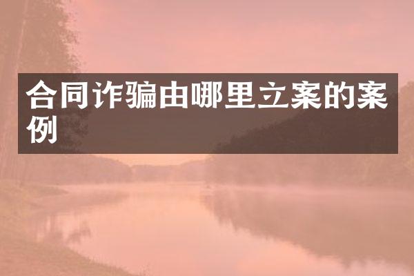 合同诈骗由哪里立案的案例