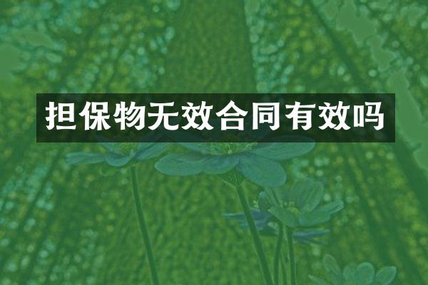 担保物无效合同有效吗