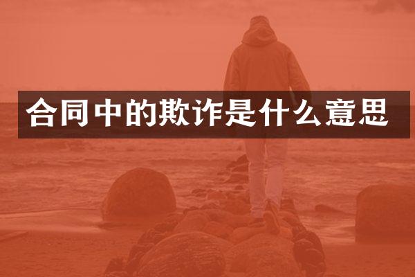 合同中的欺诈是什么意思