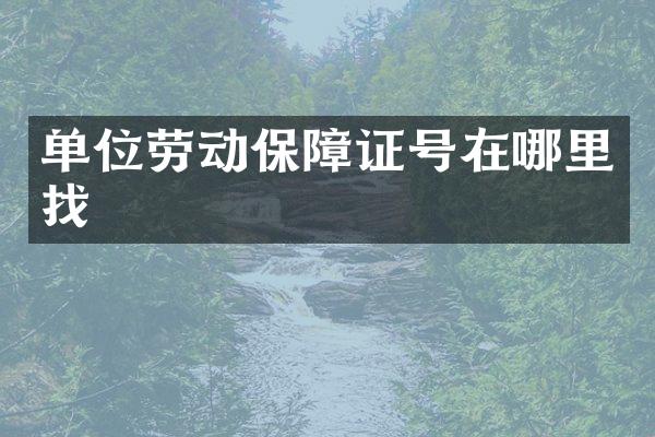单位劳动保障证号在哪里找