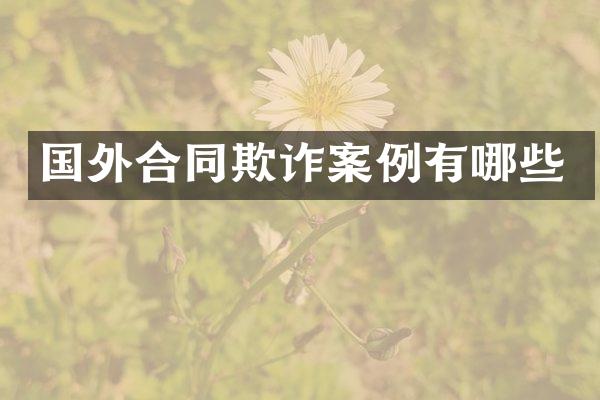 国外合同欺诈案例有哪些