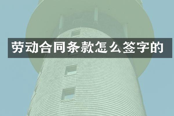 劳动合同条款怎么签字的