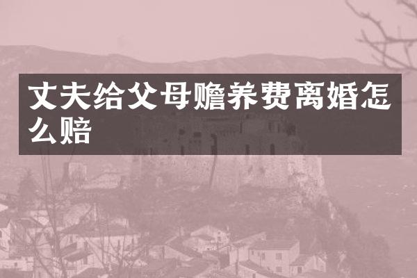 丈夫给父母赡养费离婚怎么赔