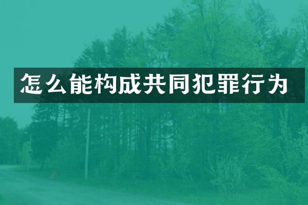 怎么能构成共同犯罪行为