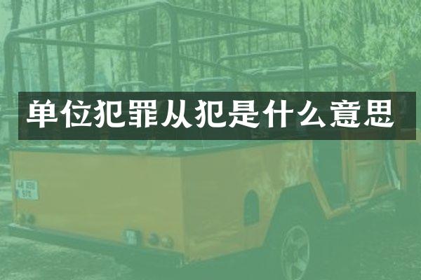 单位犯罪从犯是什么意思