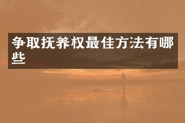 争取抚养权最佳方法有哪些