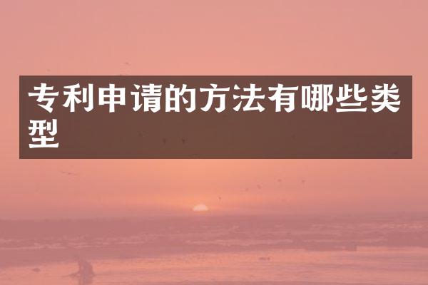 专利申请的方法有哪些类型