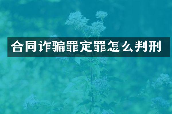 合同诈骗罪定罪怎么判刑