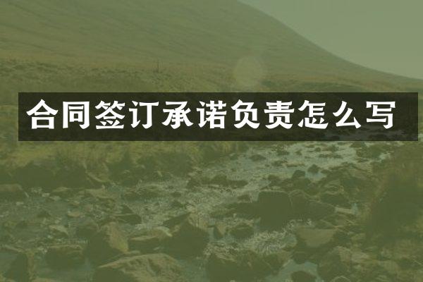 合同签订承诺负责怎么写
