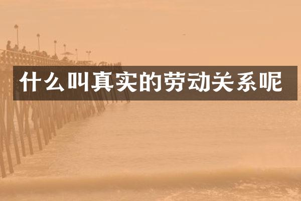 什么叫真实的劳动关系呢