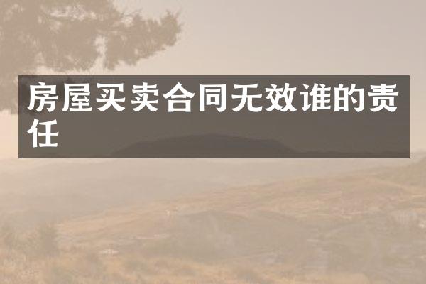 房屋买卖合同无效谁的责任