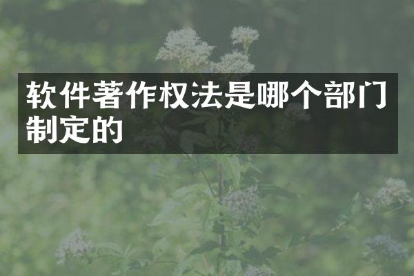 软件著作权法是哪个部门制定的