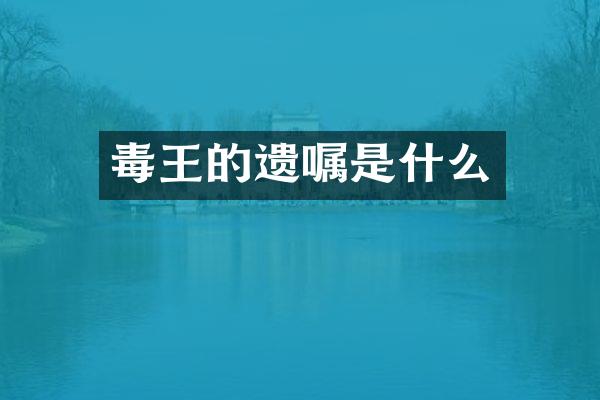 毒王的遗嘱是什么