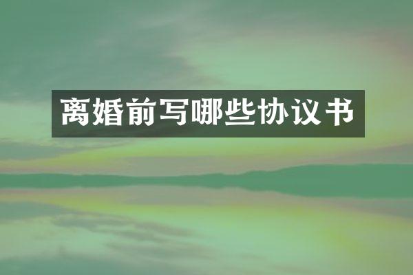 离婚前写哪些协议书