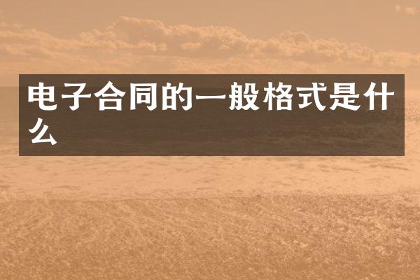 电子合同的一般格式是什么