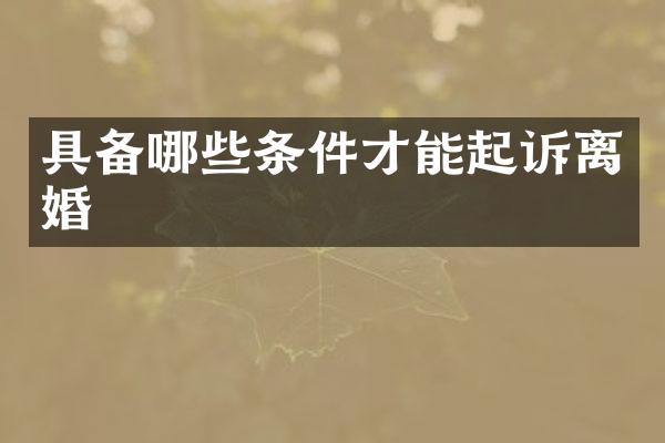 具备哪些条件才能起诉离婚