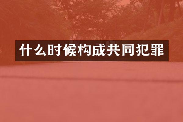 什么时候构成共同犯罪