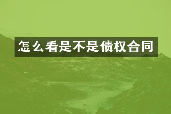 怎么看是不是债权合同
