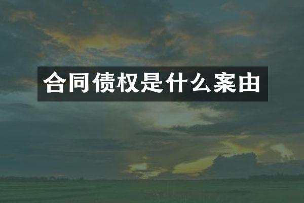合同债权是什么案由