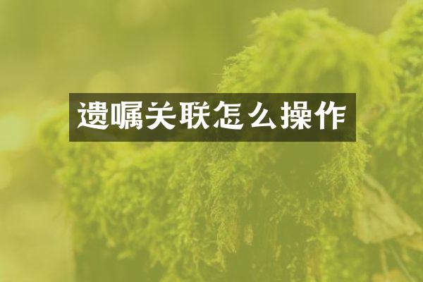遗嘱关联怎么操作