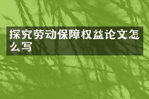 探究劳动保障权益论文怎么写