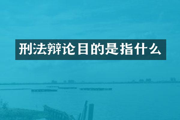刑法辩论目的是指什么