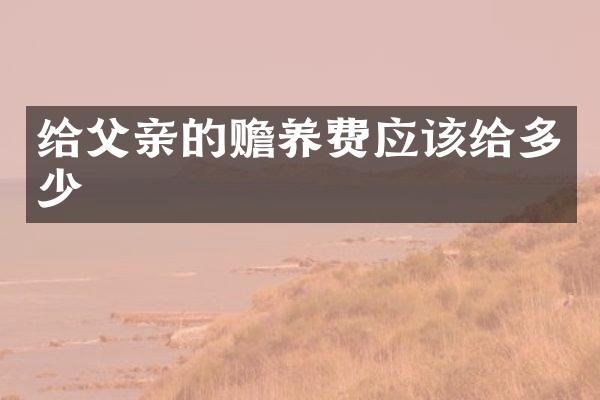 给父亲的赡养费应该给多少