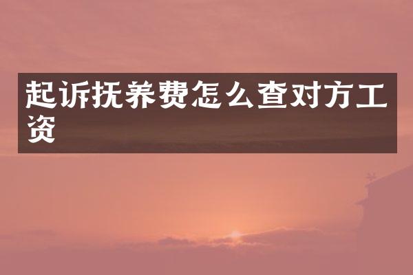 起诉抚养费怎么查对方工资