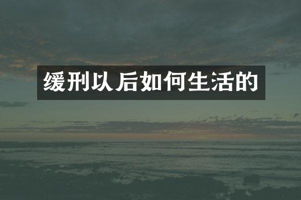 缓刑以后如何生活的