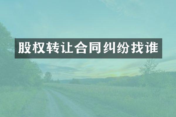 股权转让合同纠纷找谁