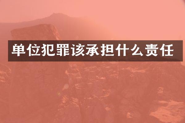 单位犯罪该承担什么责任