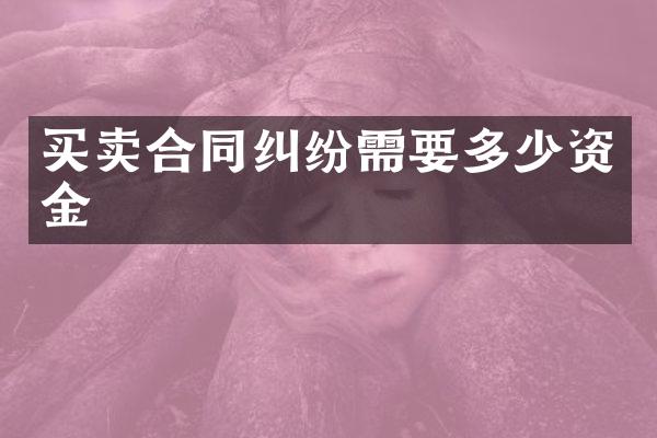 买卖合同纠纷需要多少资金