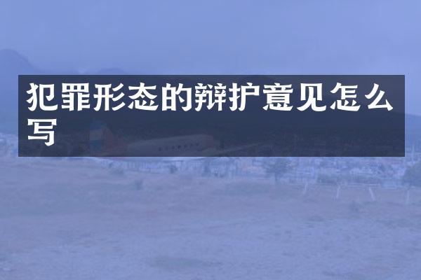 犯罪形态的辩护意见怎么写