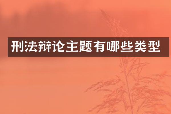 刑法辩论主题有哪些类型