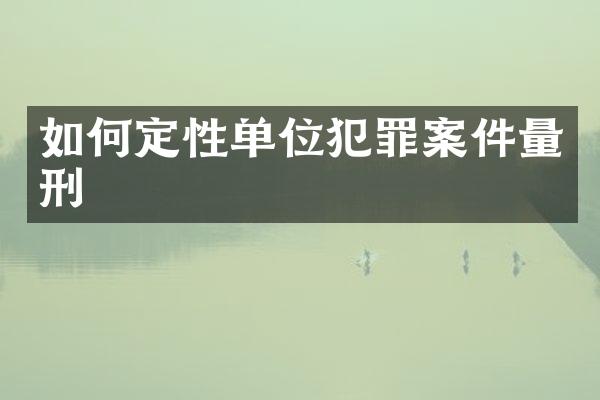 如何定性单位犯罪案件量刑