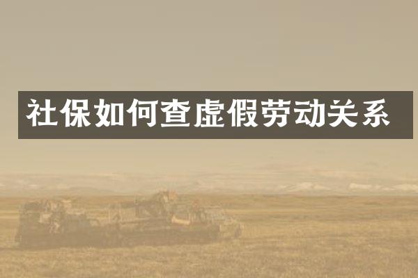 社保如何查虚假劳动关系
