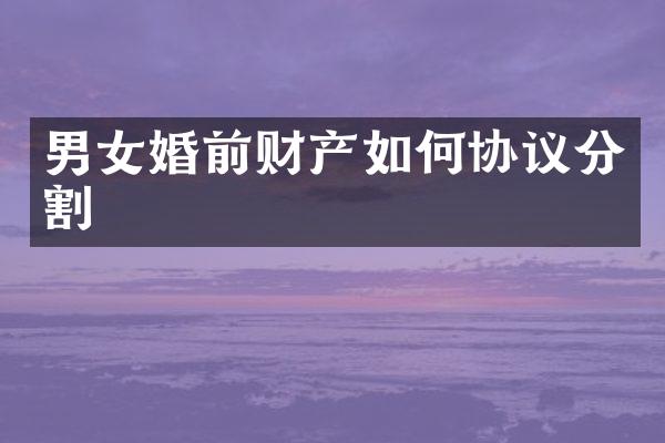 男女婚前财产如何协议分割