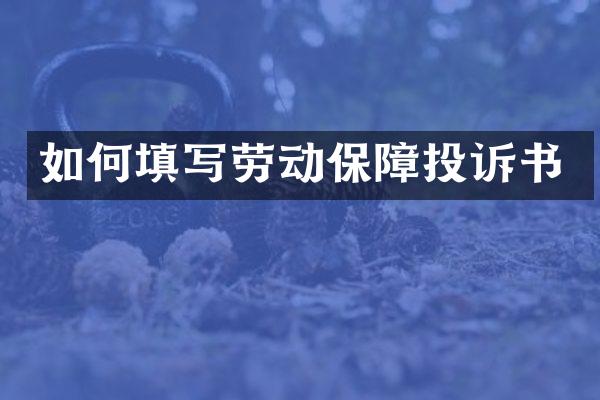 如何填写劳动保障投诉书