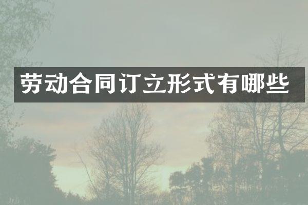 劳动合同订立形式有哪些