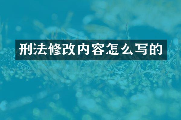 刑法修改内容怎么写的