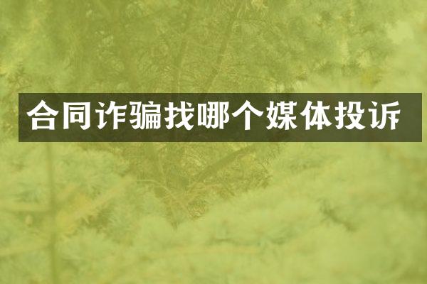 合同诈骗找哪个媒体投诉