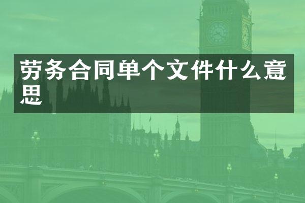 劳务合同单个文件什么意思