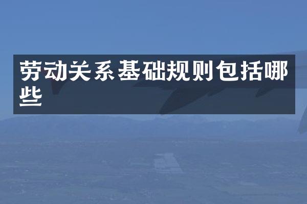 劳动关系基础规则包括哪些
