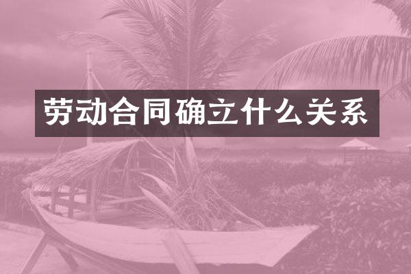 劳动合同确立什么关系