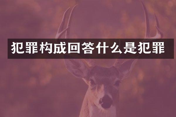 犯罪构成回答什么是犯罪
