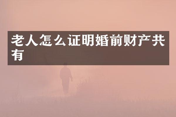 老人怎么证明婚前财产共有