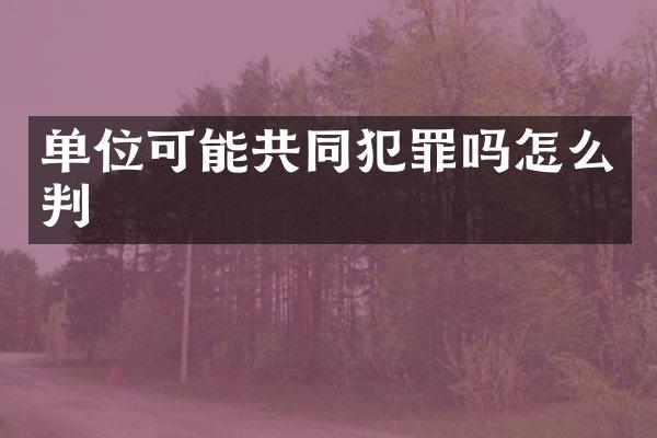 单位可能共同犯罪吗怎么判