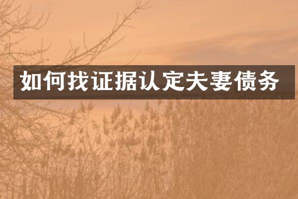 如何找证据认定夫妻债务