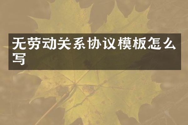 无劳动关系协议模板怎么写
